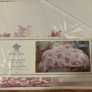 NWT Simply Shabby Chic King 3 Piece Duvet Cover Set Blush Bouqet